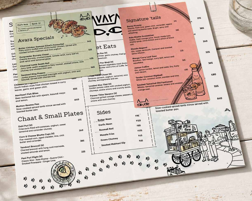 AVARA Jal-Paan menu